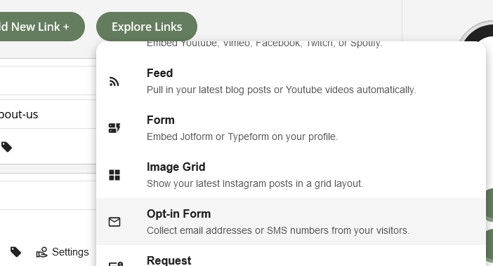 Opt-in form button